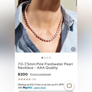 The Pearl Source 7.0-7.5mm Pink Freshwater Pearl Necklace - AAA Quality